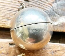 Vintage Webster Sterling Silver Hinged Round Ball Pendant Charm Locket Drop picture