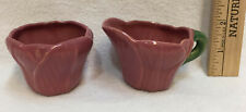  Rosemeade Creamer Sugar Bowl Pottery Pink Tulip Flower Dusty Rose Color Vintage picture