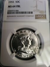 1955 Franklin Half Dollar 50c - NGC MS64 FBL, FREE DELVERY  picture