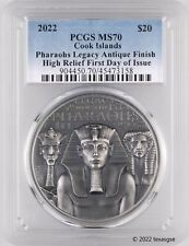 2022 Cook Islands 3oz HR Antique Silver Legacy of the Pharaohs FDI - PCGS MS70 picture