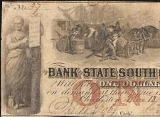 1861 $1 MOST PICKED RANDOM NUMBER 37 SOUTH CAROLINA BANK NOTE LARGE PAPER MONEY picture