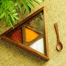 Kitchen Wooden Jars Spice Container Box with Spoon Masala Kitchen & Bar picture