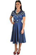 Vintage Retro Navy Sailor dress 1940s SWING FLARED PARTY retro Dress picture