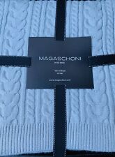 Magaschoni Home Knit Throw Blanket Tassel Blue 50” x 60” Brand New picture