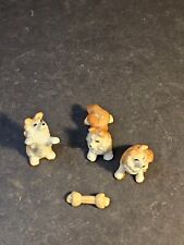 Ceramic dogs with bone/ tea set/delft tile/2 stangle sample flower pots/hairline picture