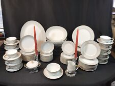 LA BELLE DINNERWARE SET FOR 12, BY HARMONY HOUSE, MCM, GRAY RIM, FLOWERS/LEAVES picture