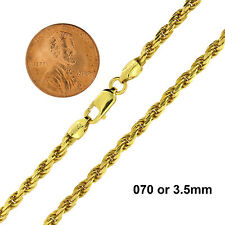 925 Sterling Silver Gold-Plated Diamond Cut Rope Chain Necklace All Sizes picture