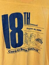 Vintage Corn Fest T Shirt Single Stitch Tee 1986 Crew Yellow XL USA 80s picture