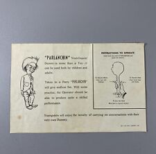 Mr Parlanchin Vintage Ventriloquists Dummy Original U.K. Instructions Sheet picture