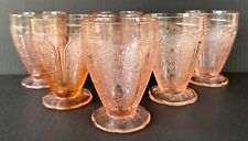 Jeanette Cherry Blossom Pink Depression Glass 8 Oz Footed Tumblers 4.5