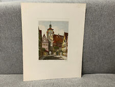 Vintage German Rothenburg Aquatint Etching Print Signed by the Artist picture