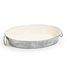 Round Galvanized Tray with Ivory Powder Coated Interior (qty 1) picture