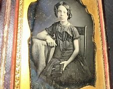 Little Girl Holding Book - Mourning Photo? 1/6 Daguerreotype Unusual Mat picture