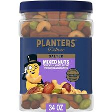 PLANTERS Deluxe Salted Mixed Nuts, Resealable Canister, 2.13 Pounds (34 oz) picture