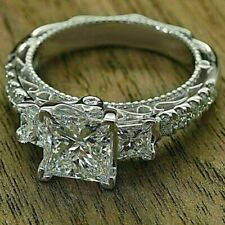 Engagement Ring 2.85Ct Princess Cut Simulated Diamond 14k White Gold in Size 7 picture