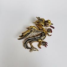 Vintage Damascene Dragon Pin 3D Brooch picture