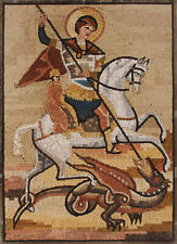 Saint George Dragon Slay Religious Decor Marble Mosaic picture