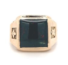 10k Yellow Gold Men's Square Genuine Natural Bloodstone Ring Jewelry (#J5676) picture