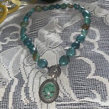 CAROLYN POLLACK SINCERELY SOUTHWEST CHUNKY TURQUOISE 18” NECKLACE W/ ENHANCER picture