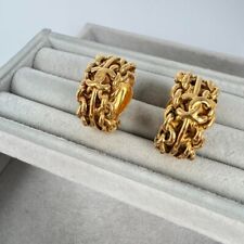 Authentic Chanel earrings vintage Coco mark engraved rare gold Japan 415 260 picture