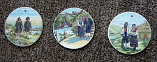 Three (3) Vintage Ceramic Wall Art Plates Norske Bunader Stavangerflint Norway picture