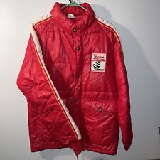 Vintage NASCAR Red Puffer Jacket 70s 80s Winston Racing Series Shiny Winter Coat picture