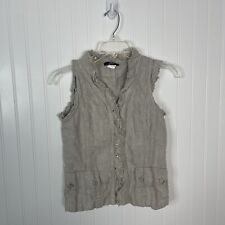 Philippe Adec Vest Sleeveless 6 Women Beige Line casual Button Up picture