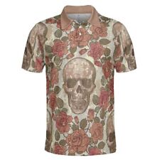 Vintage Style Skulls And Roses Polo Shirt picture