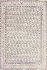 Paisley Semi-Antique Kirman Handmade Area Rug Ivory Wool Oriental Carpet 10'x13' picture