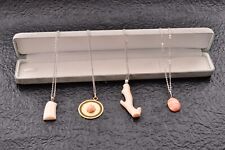 Japanese vintage coral pendant 4 sets gold and silver tone with certificate. picture