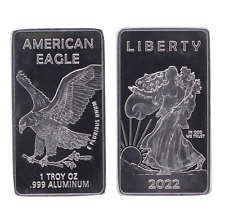 1 TROY OUNCE/OZ .999 Pure Aluminum (Al) Metal Walking Liberty Bar  Eagle Rare picture