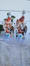 Vintage Pair Of Chinese Figurine  Man And Kid Holding A Big Fish picture