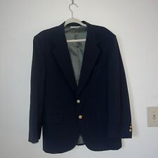 Vtge Stafford Navy Blue Men 44 XLBlazer Metal Gold Buttons Made In USA 100% Wool picture