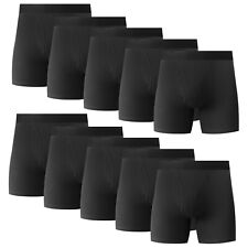 10PK Mens Cotton Boxer Briefs Tagless Comfort Flex Underwear With Opening Fly picture
