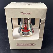 Hallmark 1983 Special Teacher Silver Bell Glass Keepsake Ornament Love VIntage picture
