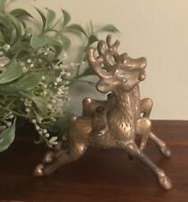 2 - Vintage Solid Brass Reindeer Figurines picture