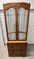RARE ETHAN ALLEN HEIRLOOM MAPLE 2-PIECE CHEST & HUTCH WITH GLASS DOORS VINTAGE picture