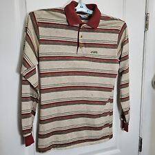 Vintage Le Chat Bruxton Boys 20 Rugby Polo Shirt Tan w/ Multicolor Stripes picture