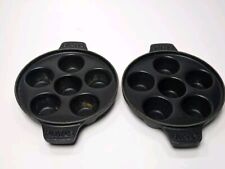 Set Of 2 Staub Cast Iron 5.75 Inch Escargot  Dish 6 hole black made in France picture