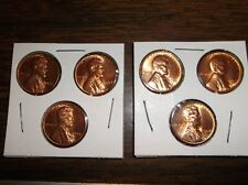 1956 1957 1958 P & D - Lincoln Wheat Cents 6 Gem Red Uncirculated Coins  picture