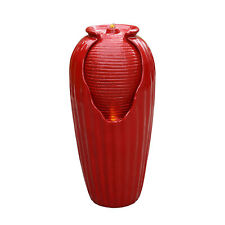 Teamson Home Outdoor Vase Water Fountain w LED Lights Garden Patio Décor Red picture