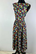 Vintage 1980s Cambridge Spirit Sun Dress size 4 Floral Shawl Collar Cotton Midi picture