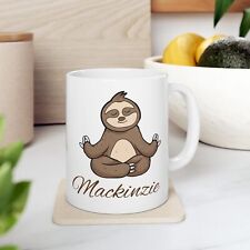 Yoga coffee mug for her, meditation tea cup, Yoga lovers gifts, sloth gift picture
