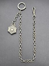 Antique Art Deco Single Albert Pocket Watch Chain with Fob/France/c1930 picture
