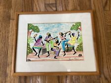 Pierre Henri Framed Water Color Be Happy Music Scene 14.5 x 11.5 Signed picture