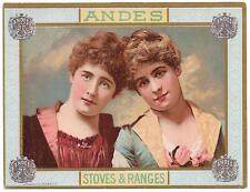 Andes Stoves & Ranges  Pair of good looking women  Clean advertising on back picture
