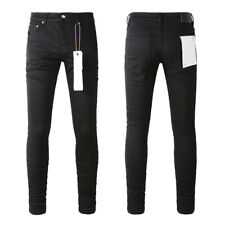 New Pop Purple Brand Men's Concise Pants Skinny Pure Black Denim Jeans PB9023A picture