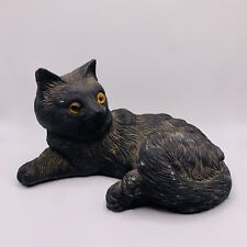 VINTAGE 1983 GEORGE GOOD Corp Black Cat Figurine, Glass Eyes, 7 1/2 in Porcelain picture