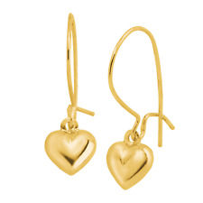 Eternity Gold Puffed Heart Drop Earrings in 14K Yellow Gold picture