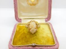 9ct Yellow Gold Carved Shell Cameo Dress Ring Mid-Century c1950 picture